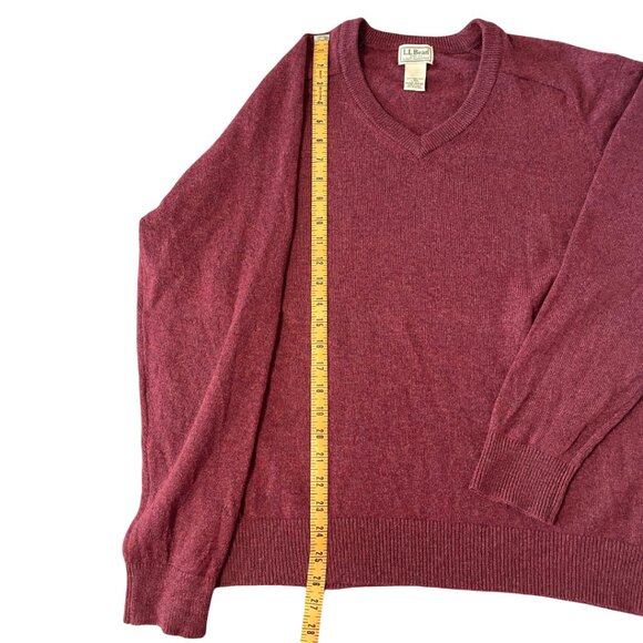 LL Bean Lambswool Sweater Mens Size L Red Pullover Warm Knit Cozy Cabincore - Picture 7 of 7